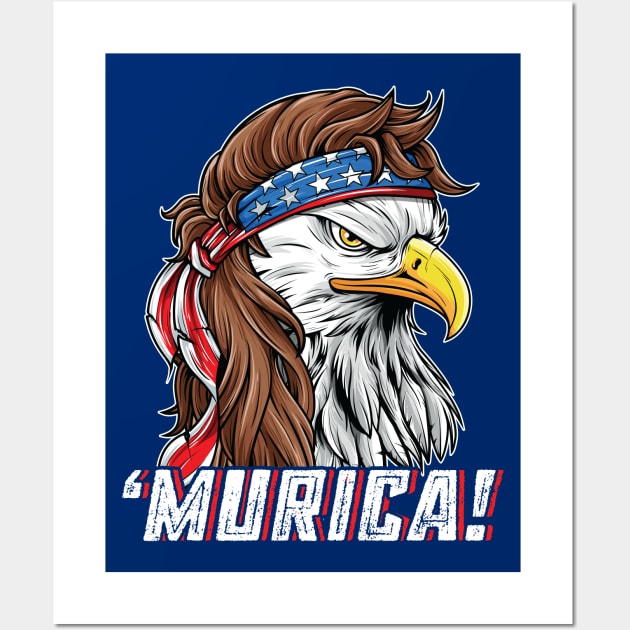 4th of July Eagle Mullet Murica American Flag USA Merica Wall Art by Pennelli Studio